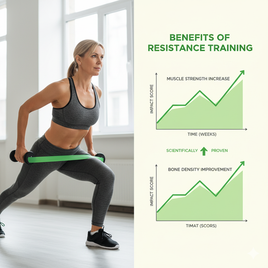 Research graphic showing resistance training effectiveness for sarcopenia reversal with strength training exercises