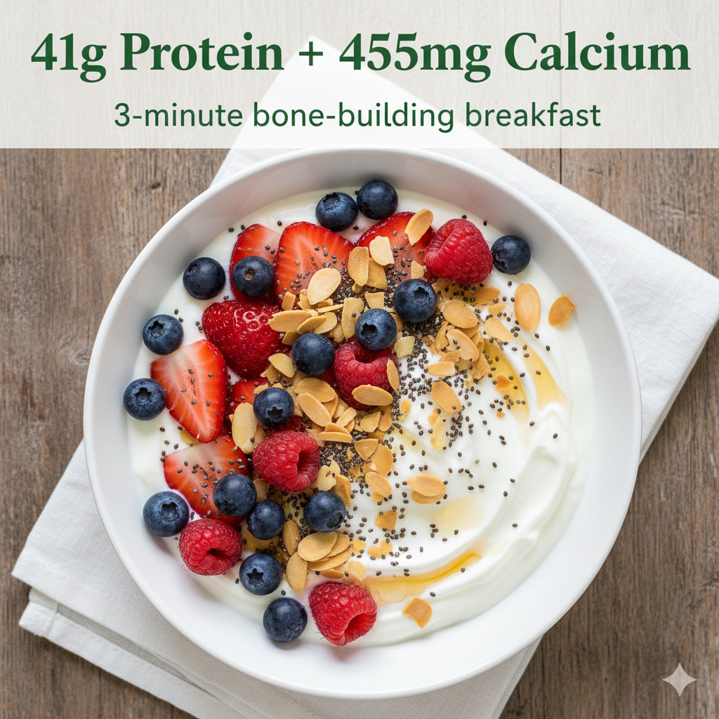 My Bone-Building Breakfast Bowl Recipe (41g Protein + 455mg Calcium in 3 Minutes)