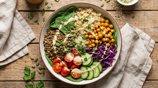 Complete Plant Protein Bowl Recipe: 35g Protein from Lentils & Quinoa