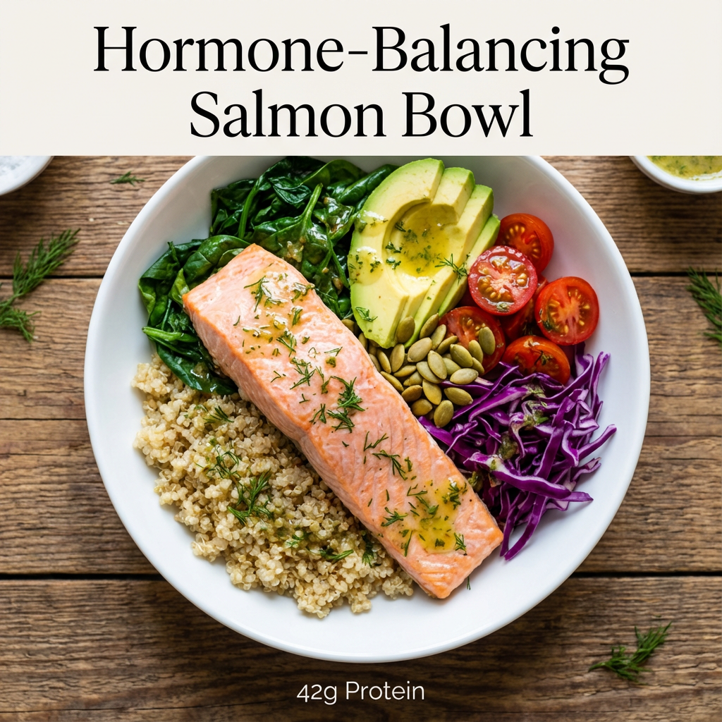 Hormone-Balancing Salmon & Quinoa Bowl - 42g Protein for Menopause Support