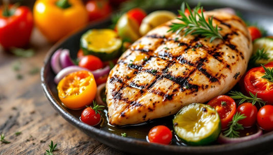 Grilled Chicken with Heart-Healthy Roasted Vegetables: 40g Protein