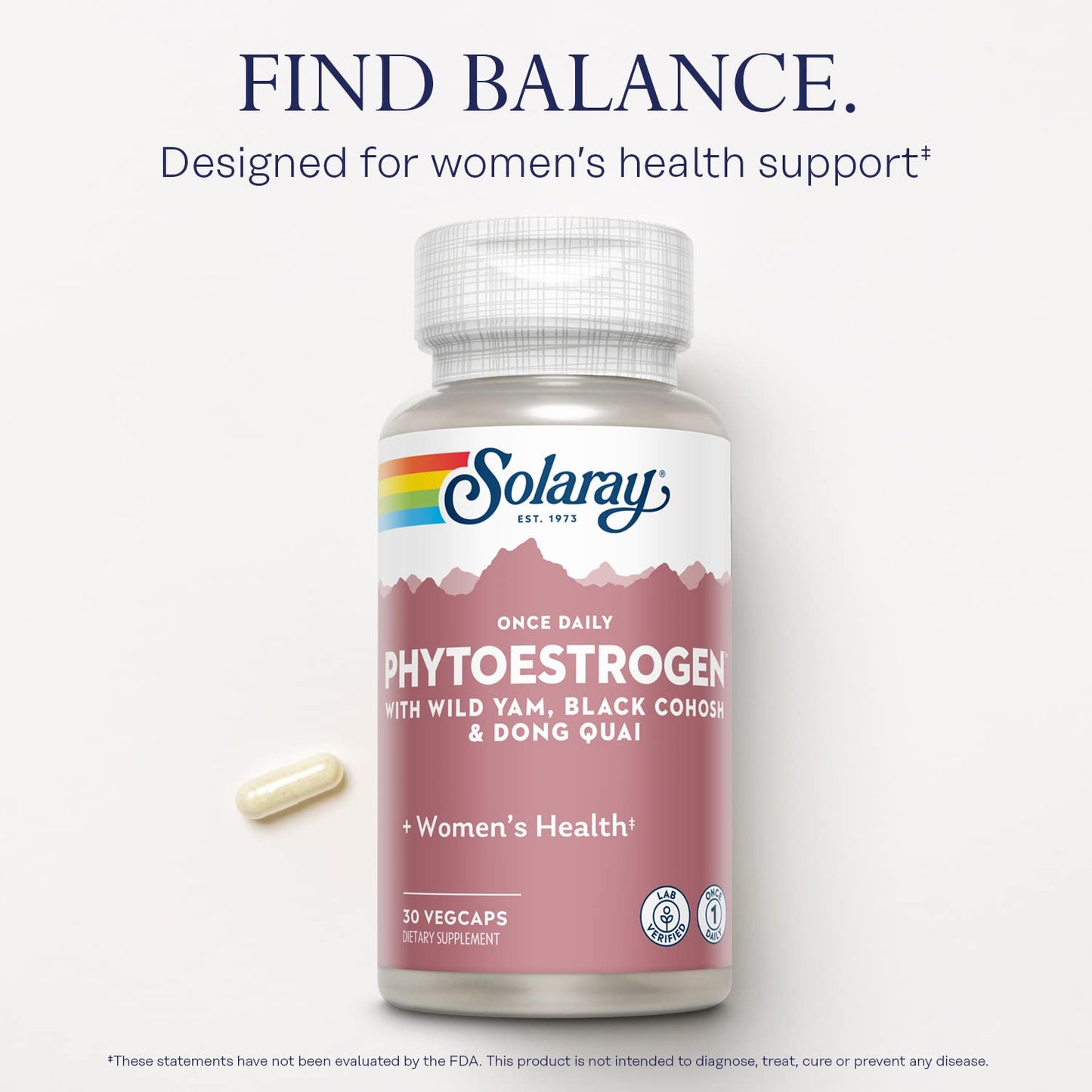SOLARAY PhytoEstrogen Menopause Supplements with Wild Yam, Black Cohosh and Dong Quai - Phyto Estrogen Pills for Perimenopause and Menopause Support, Vegan, 60-Day Guarantee