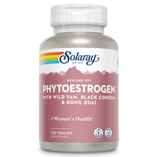 SOLARAY PhytoEstrogen Menopause Supplements with Wild Yam, Black Cohosh and Dong Quai - Phyto Estrogen Pills for Perimenopause and Menopause Support, Vegan, 60-Day Guarantee