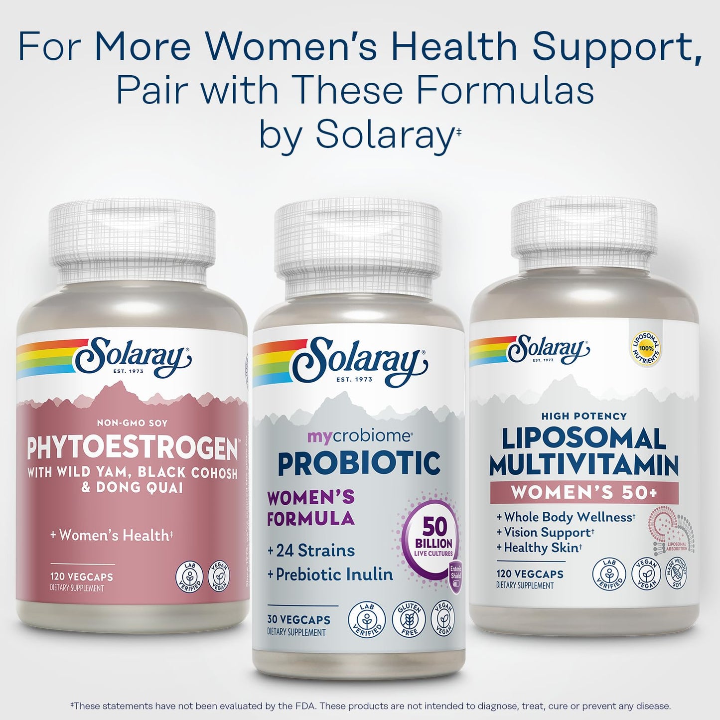 SOLARAY PhytoEstrogen Menopause Supplements with Wild Yam, Black Cohosh and Dong Quai - Phyto Estrogen Pills for Perimenopause and Menopause Support, Vegan, 60-Day Guarantee